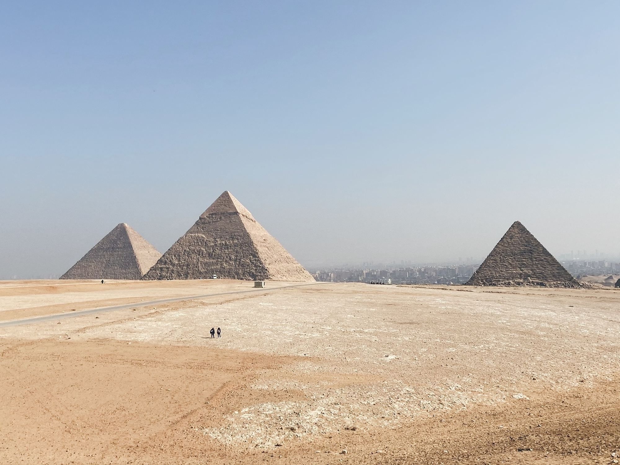 The pyramids on the Giza plateau outside Cairo