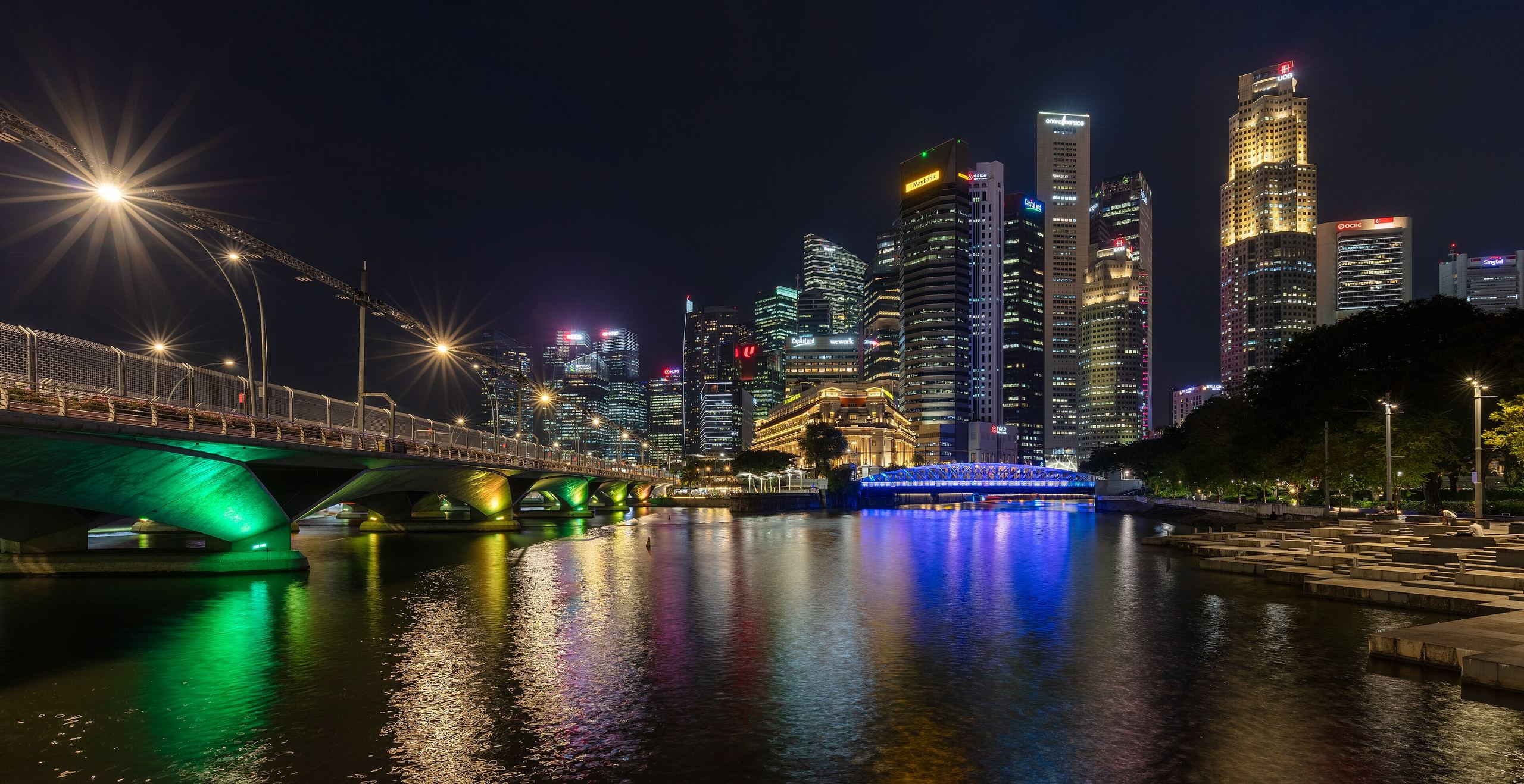The Marina Bay skyline at night in Singapore
